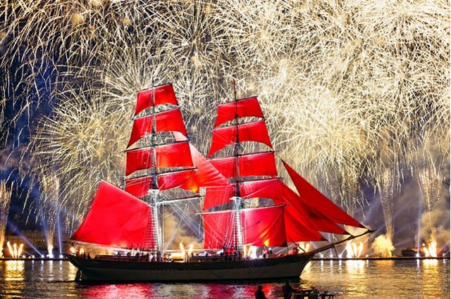 Scarlet Sails celebration on the Neva River in Saint Petersburg