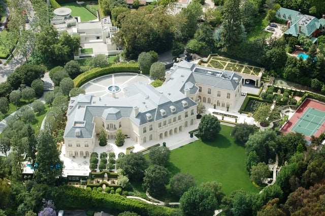 An affluent house in Holmby Hills, Los Angeles, only miles from downtown (above)