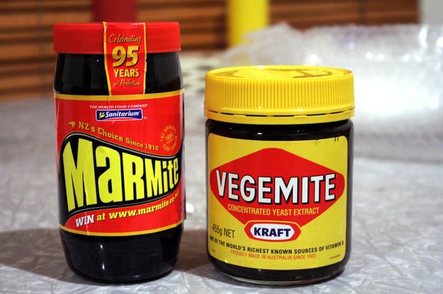Marmite and Vegemite, products made from yeast extract