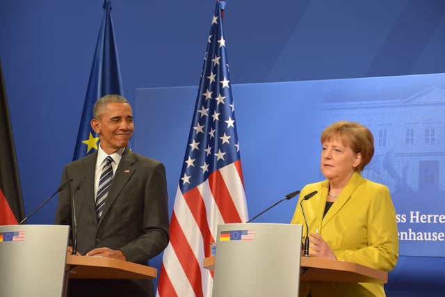 Merkel with Barack Obama in Hannover, Germany, April 2016