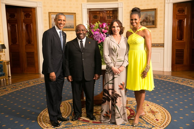Ali Bongo Ondimba, President of the Gabonese Republic, his wife Sylvia Bongo Ondimba, US president Barack Obama and his wife Michelle Obama in 2014