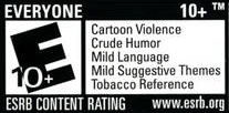 A typical ESRB rating label, listing the rating and specific content descriptors for Rabbids Go Home