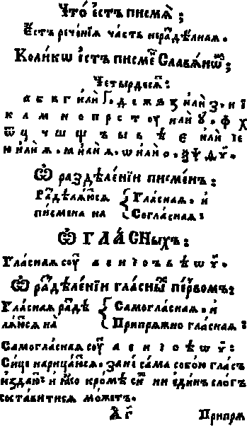 A page from the Church Slavonic Grammar of Meletius Smotrytsky (1619)