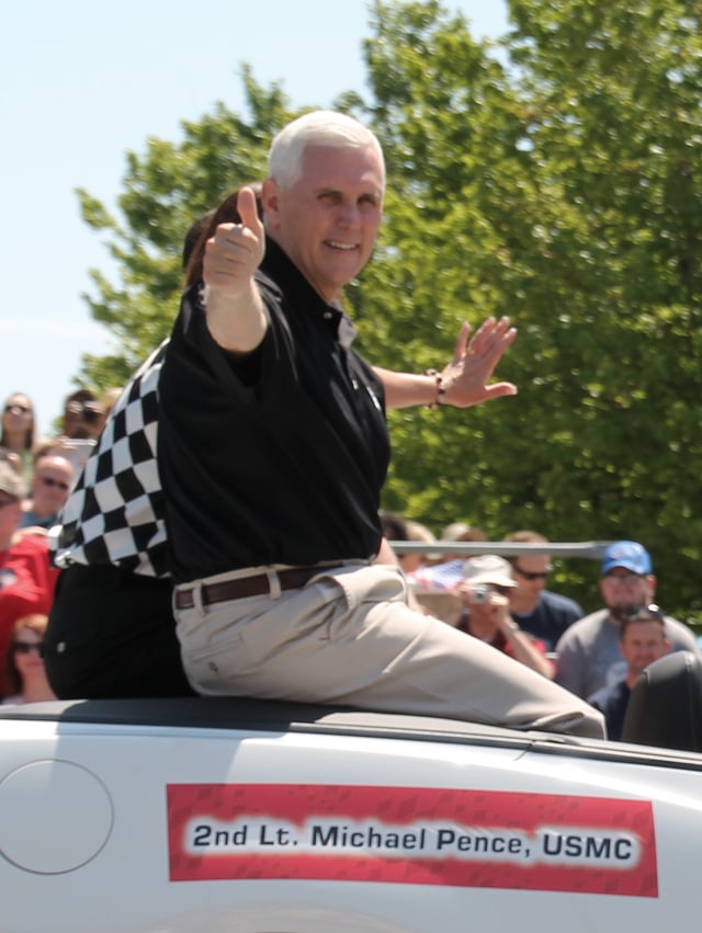 Pence at the 500 Festival Parade in Indianapolis, 2015