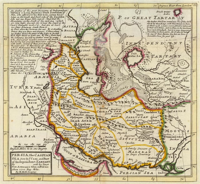 Map of the Safavid Empire, published 1736.