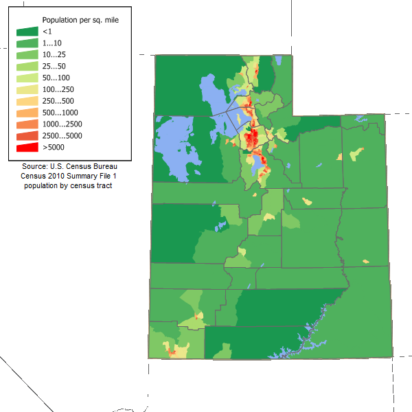 Utah population density map
