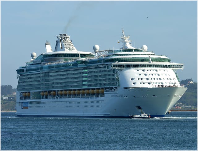 A cruise ship in the seaport of A Coruña.