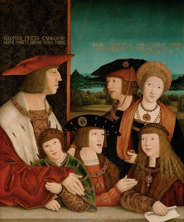 Emperor Maximilian I and his family; with his son Philip the Fair, his wife Mary of Burgundy, his grandsons Ferdinand I and Charles V, and Louis II of Hungary (husband of his granddaughter Mary of Austria).