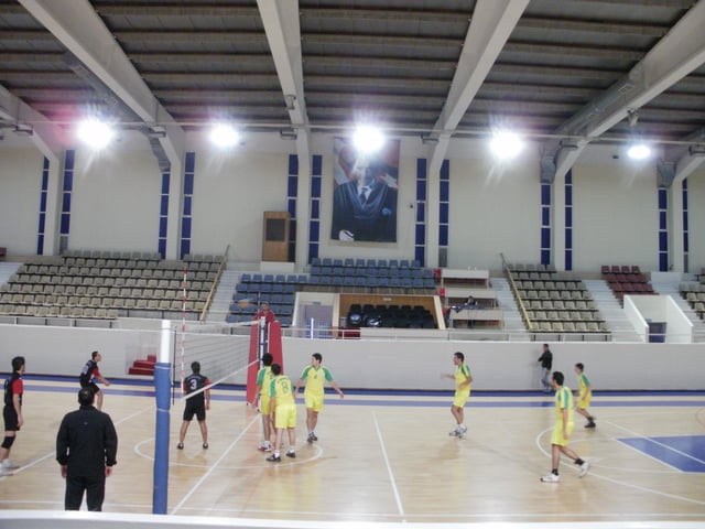 Volleyball tournament between faculties at the Ege University sports hall in İzmir.