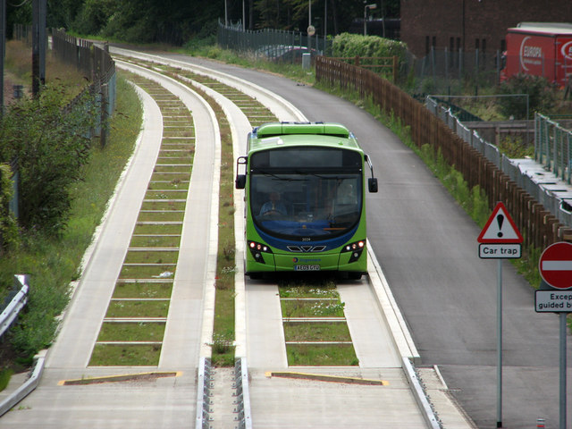 A guided bus on the Cambridgeshire Guided Busway