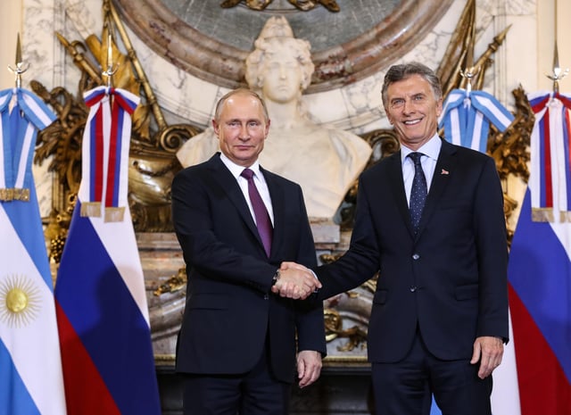 Putin with the President of Argentina, Mauricio Macri in Buenos Aires, November 2018.