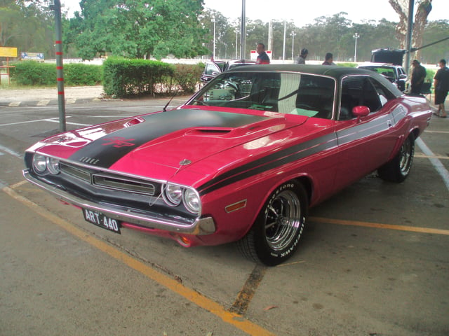 1971 Dodge Challenger R/T with the 440-cubic inch engine (note the dual snorkels in the grille)