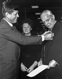 President Kennedy presents the National Security Medal to Allen Dulles, November 28, 1961
