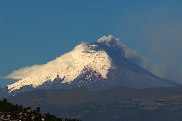 A view of the Cotopaxi volcano, in Cotopaxi Province