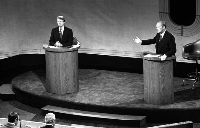 Jimmy Carter and Ford in a presidential debate, September 23, 1976.