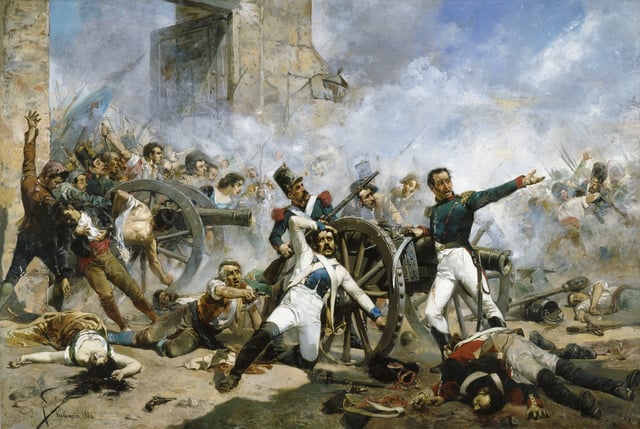 The death of Pedro Velarde y Santillán during the defence of the Monteleon Artillery Barracks, 1884