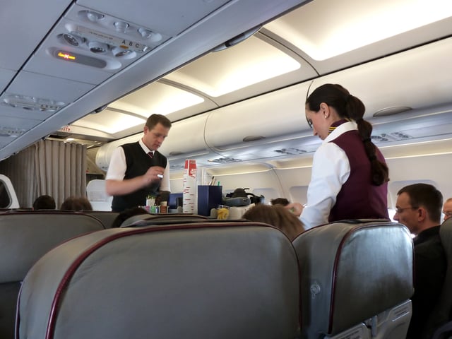 Flight attendants for Germanwings performing in flight service duties