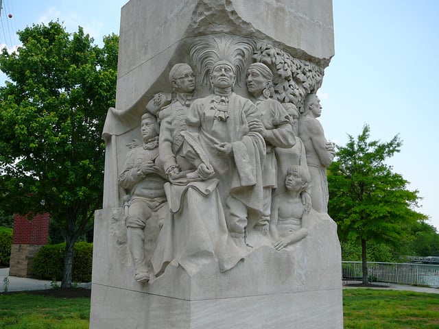 Statue representing the signing of the Treaty of the Holston in Downtown Knoxville