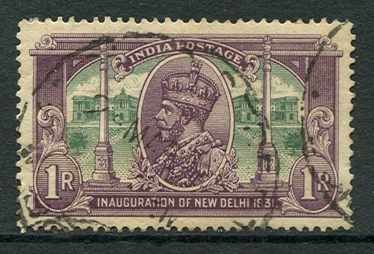 The 1931 postage stamp series celebrated the inauguration of New Delhi as the seat of government. The one rupee stamp shows George V with the "Secretariat Building" and Dominion Columns.