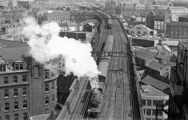 View northwards from the Castle Keep, towards Berwick-on-Tweed in 1954