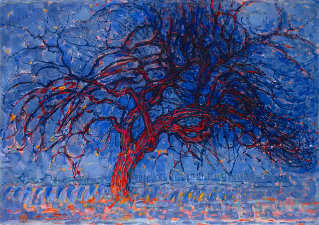 Piet Mondrian, Evening; Red Tree (Avond; De rode boom), 1908–1910, oil on canvas, 70 × 99 cm, Gemeentemuseum Den Haag