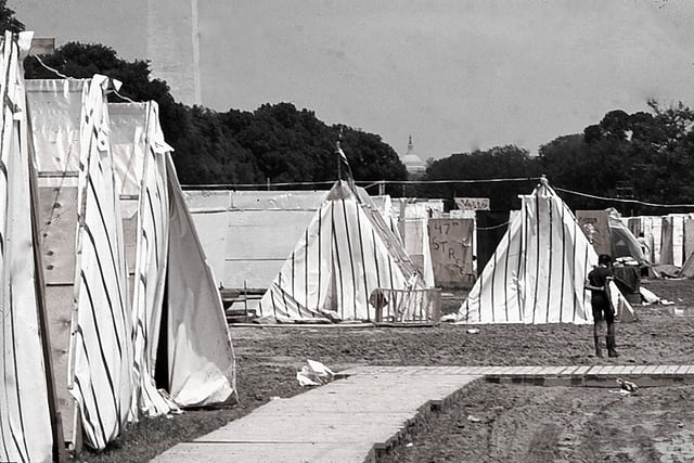 A 3,000-person shantytown called Resurrection City was established in 1968 on the National Mall as part of the Poor People's Campaign.