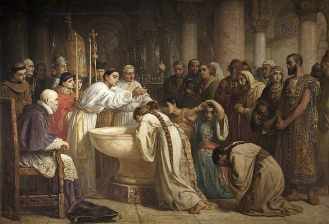 The Moorish Proselytes of Archbishop Ximenes, Granada, 1500 by Edwin Long (1829 – 1891)