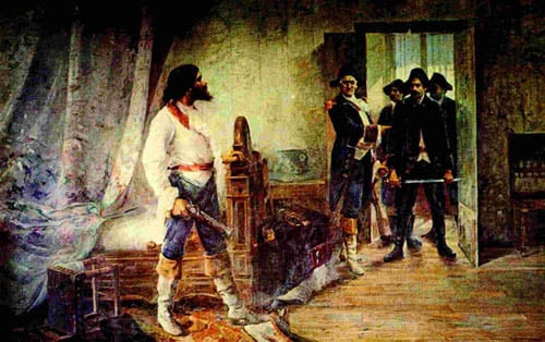 Painting showing the arrest of Tiradentes; he was sentenced to death for his involvement in the best known movement for independence in Colonial Brazil.