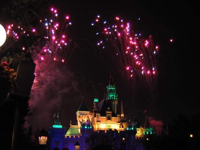 Disneyland fireworks from Sleeping Beauty Castle