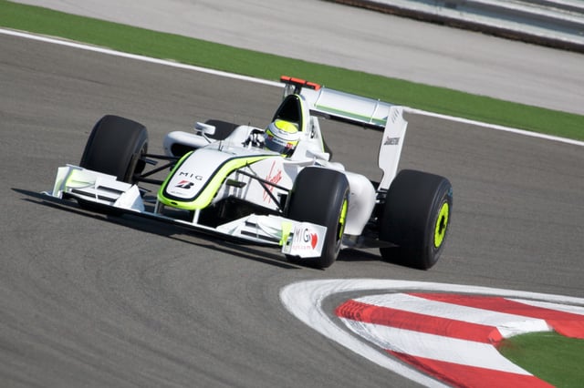 Button driving for Brawn at the 2009 Turkish Grand Prix, his final victory of the season.