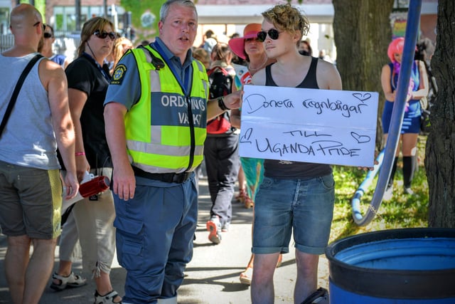 Security officer at 2015 Stockholm Pride Parade.