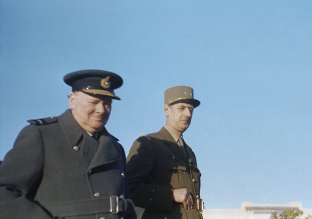 Winston Churchill and General de Gaulle at Marrakesh, January 1944
