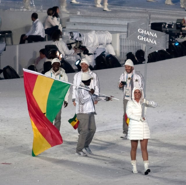 Ghanaian winter sports Olympic team at the opening ceremony of the 2010 Winter Olympics