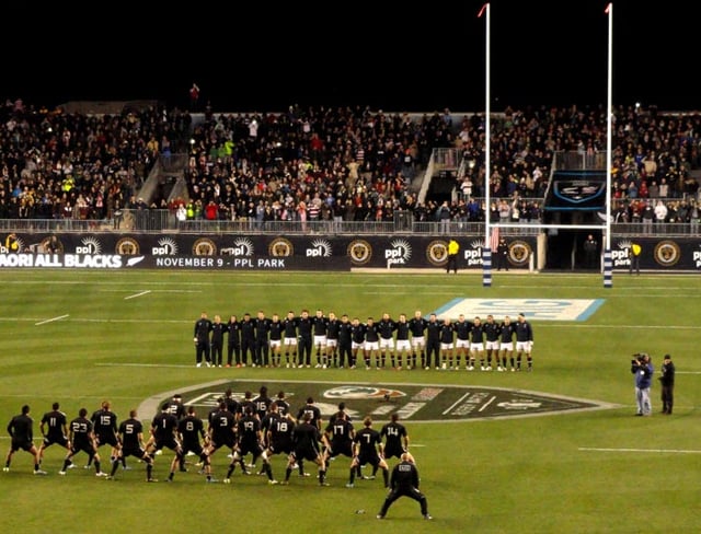 Performing the haka prior to their match against the United States in 2013