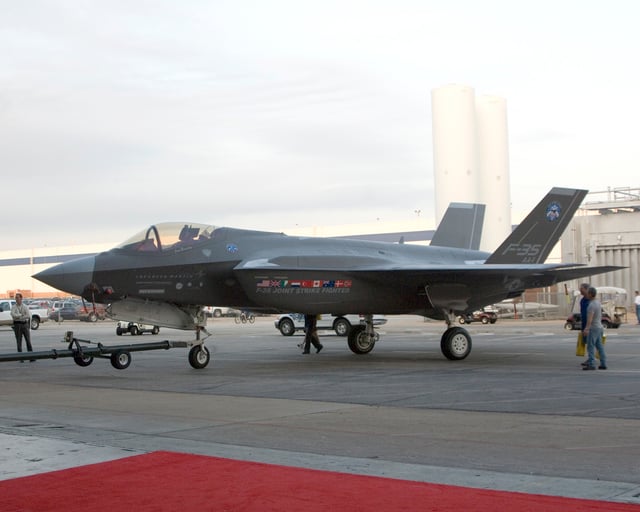 F-35A prototype being towed to its inauguration ceremony on 7 July 2006