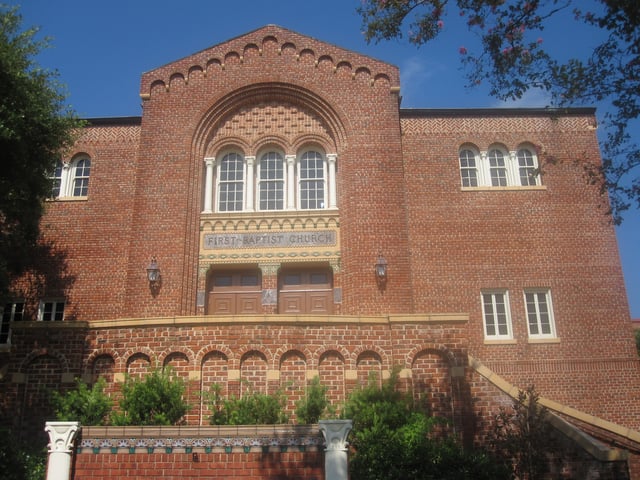 Though founded by Roman Catholics, Natchitoches has a large First Baptist Church located in the downtown district