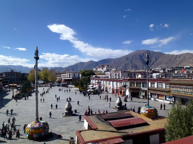 Looking across the square at Jokhang temple, Lhasa