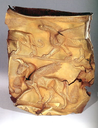 A gold cup at the National Museum of Iran, dating from the first half of 1st millennium BC
