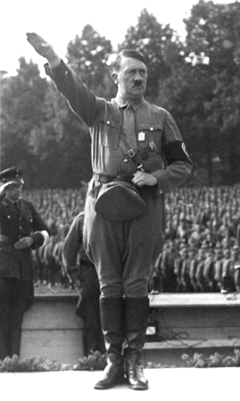 Adolf Hitler at a German National Socialist political rally in Nuremberg, August 1933