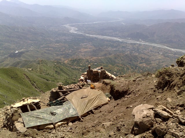 The Pakistan Army's paratroopers watching the Swat Valley from its highest point after the intense battle with Taliban fighters in 2009.