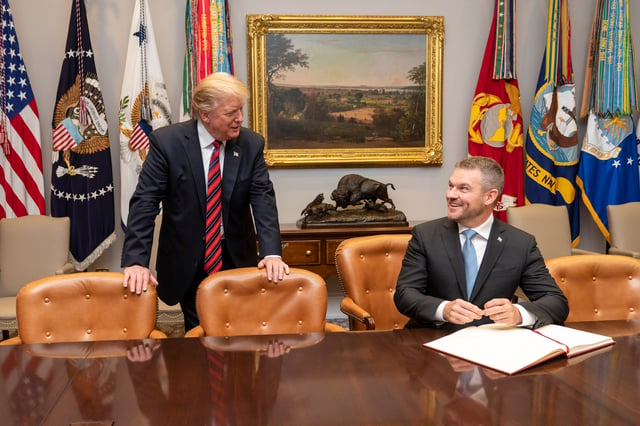Slovak Prime Minister Peter Pellegrini with U.S. President Donald Trump in the White House, 2019
