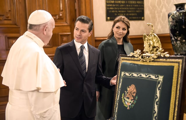 Pope Francis in the Mexican Palacio Nacional