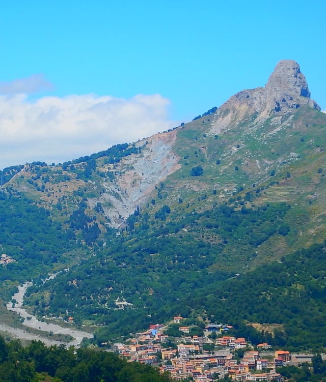 The Rocca Salvatesta over Fondachelli Fantina, Peloritani mountains