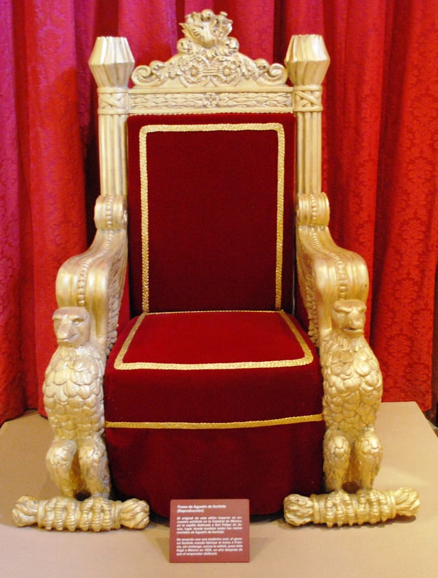 Throne of Agustín de Iturbide in the Museo Nacional de las Intervenciones.