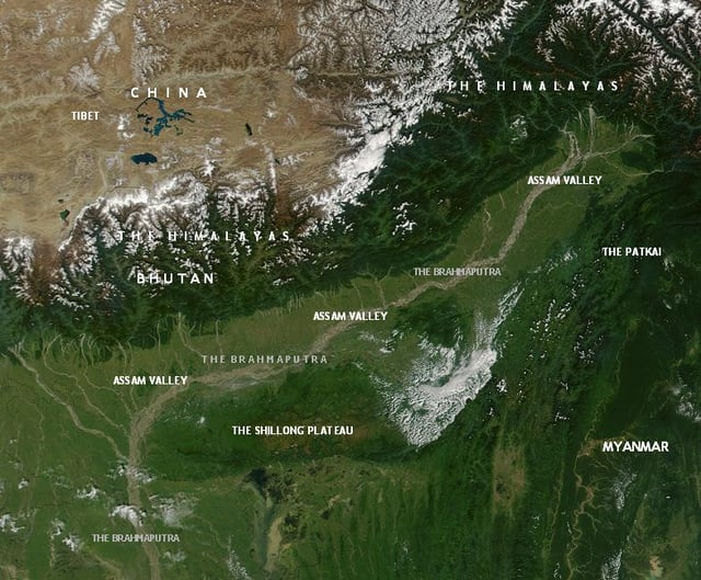 Environs: Assam, dissected hills of the South Indian Plateau system and the Himalayas all around its north, north-east and east.