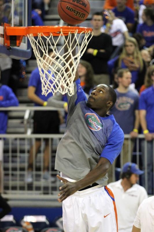 Finney-Smith dunking before a game in January 2015