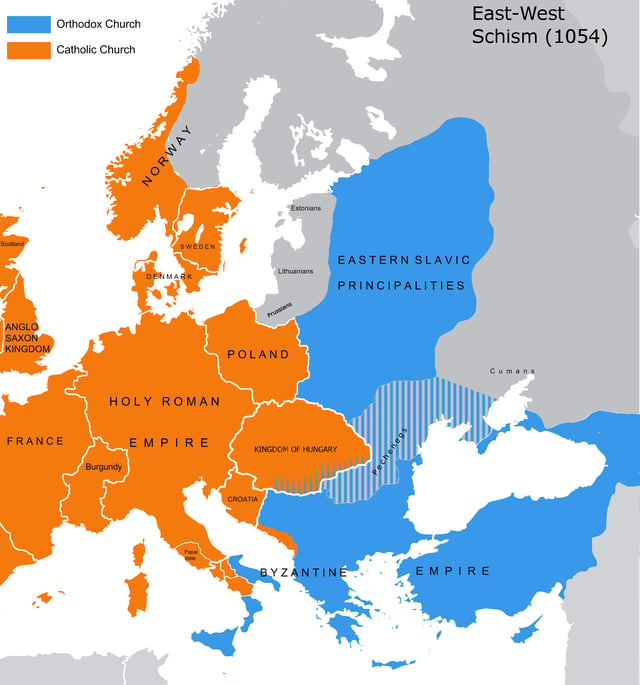 The religious distribution in 1054