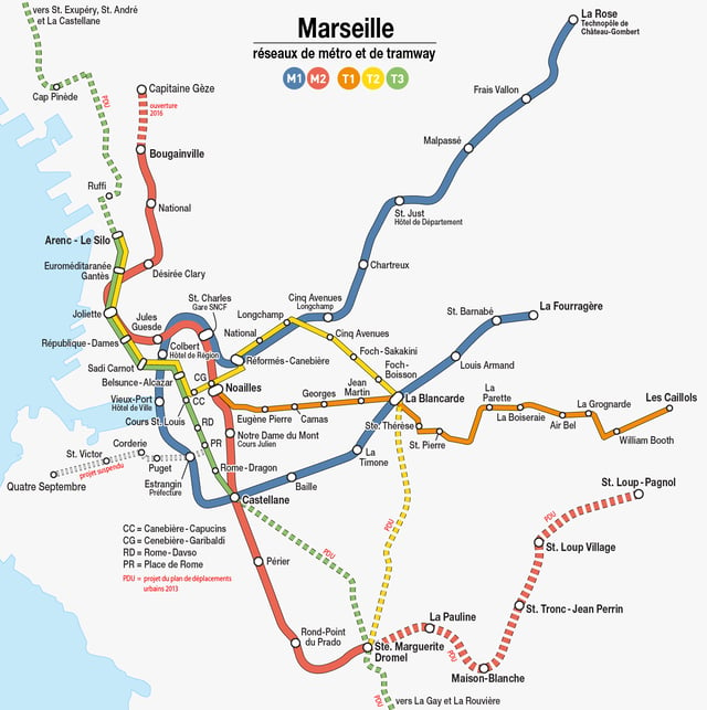 Metro and tramway network