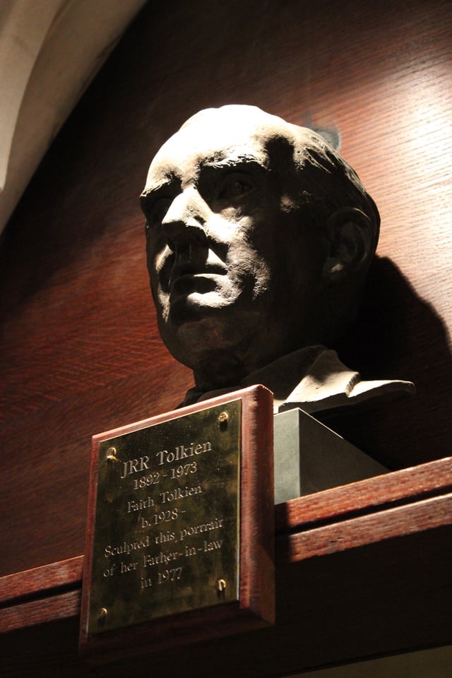 Bust of Tolkien in the chapel of Exeter College, Oxford
