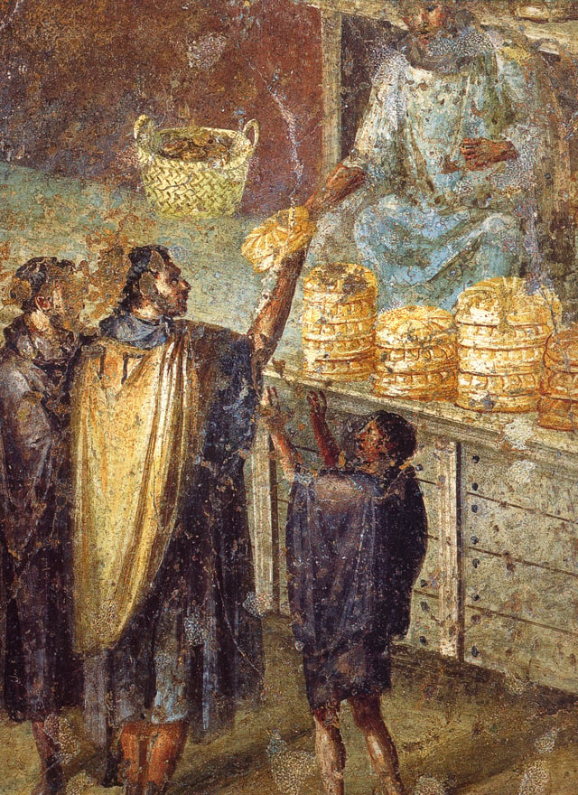 Bread stall, from a Pompeiian wall painting